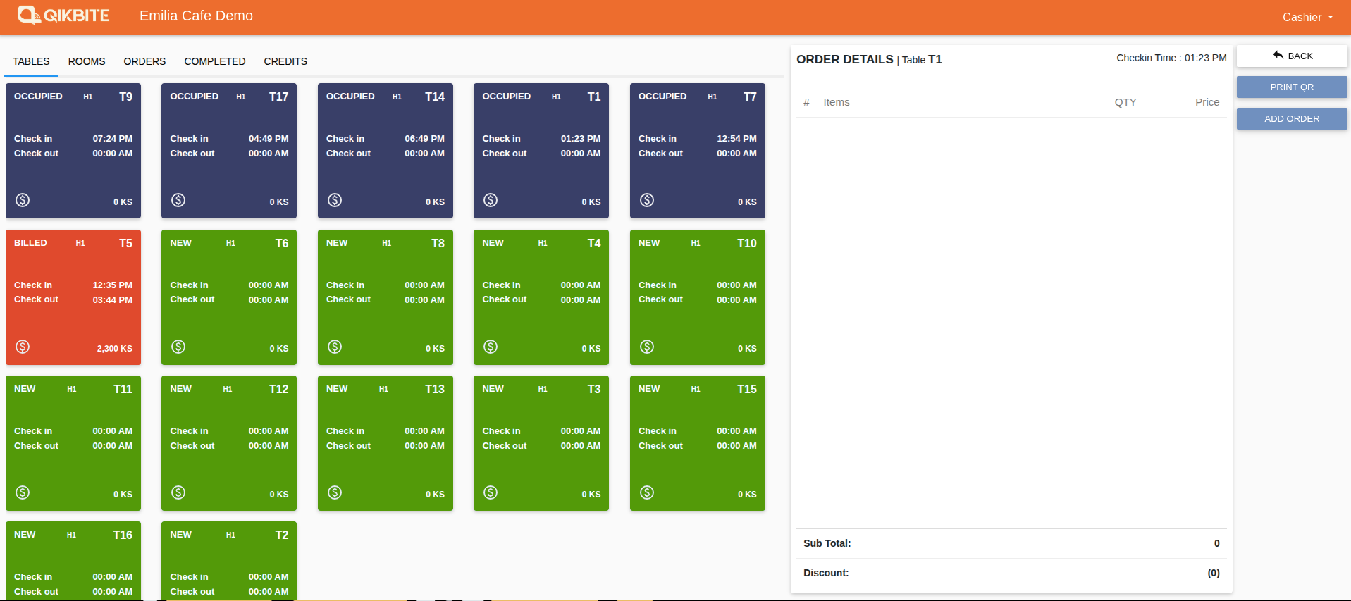 E-Menu on a smartphone