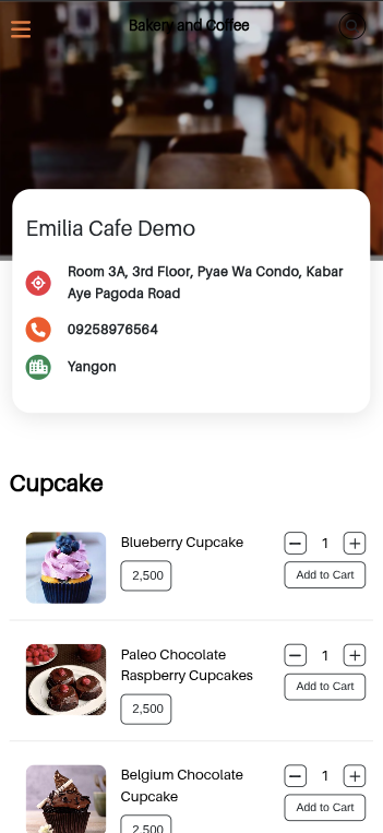 E-Menu on a smartphone