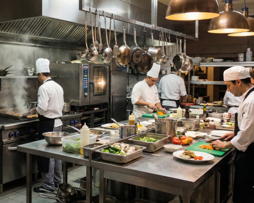 Chefs preparing a food order