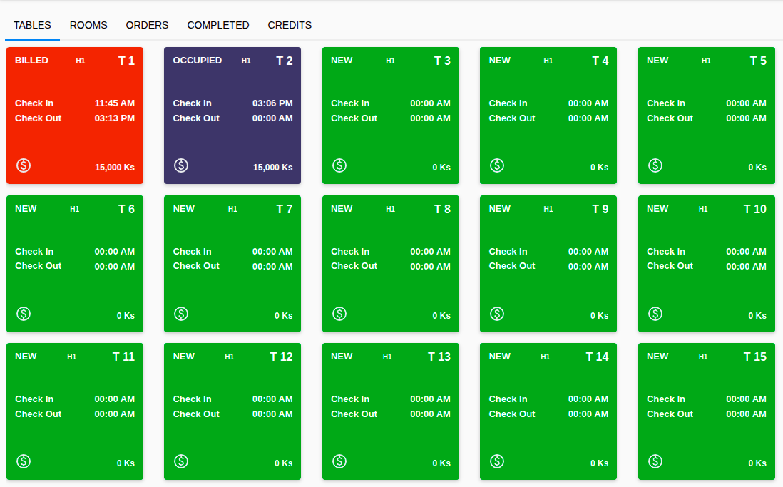 Table & Floor Management Dashboard